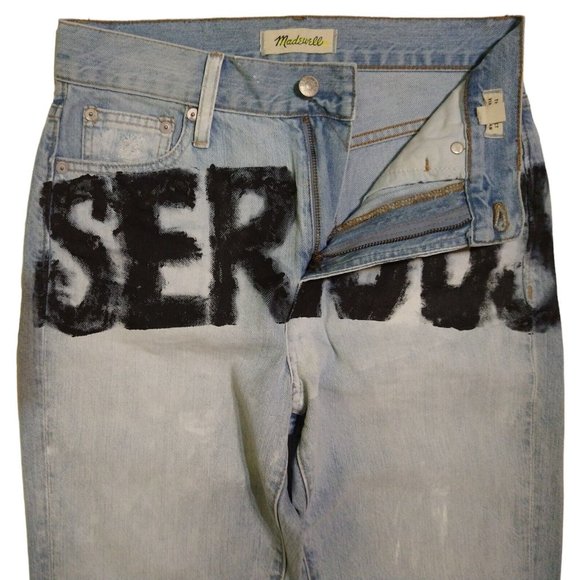 Madewell Perfect Vintage Jean Tapered Fit Denim Custom Painted C2819 Women's 27 - Picture 3 of 10